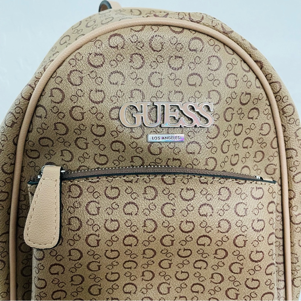 🌸 Guess Brown Mini Backpack with Monogram Design - image 2